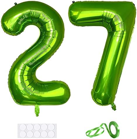 XIHUIMAY Número 27 Balões de balão digital 40 polegadas Alfabeto 27 Balões de aniversário Digit 27 Balões de hélio Balões grandes