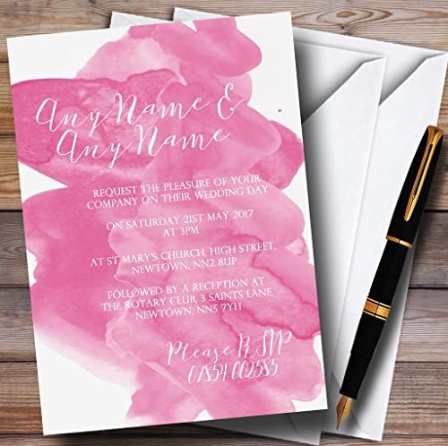 Convites de casamento personalizados aquarela rosa quente