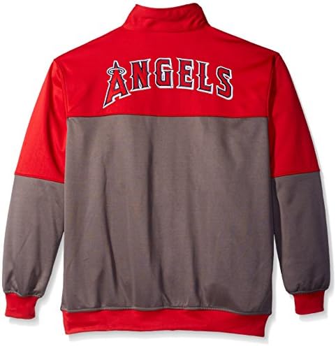 Perfil Big e alto MLB Los Angeles Angels Men's Poly Fleece Yoked Jacket With Wordmark Logo, 5x, vermelho/cinza
