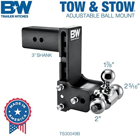 B&W Trailer engana o reboque e o reboque ajustável do reboque de engate - se encaixa no receptor de 3 , Tri -Ball, 7,5, 21.000 GTW - TS30049B