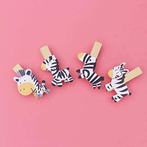 PretyZoom 40pcs mini clipes de madeira prendedores de roupas animais zebra zebra peg pin craft clipes para imagens