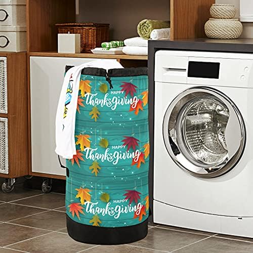 Mochila de lavanderia de letras de Ação de Graças com alças de lavanderia pesada com alças de ombro travel Saco de lavanderia