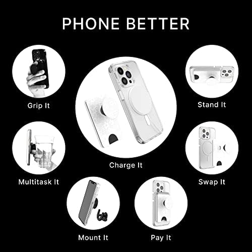 Carteira de telefone Popsockets com aderência em expansão, suporte para cartão telefônico, carregamento sem fio compatível, carteira