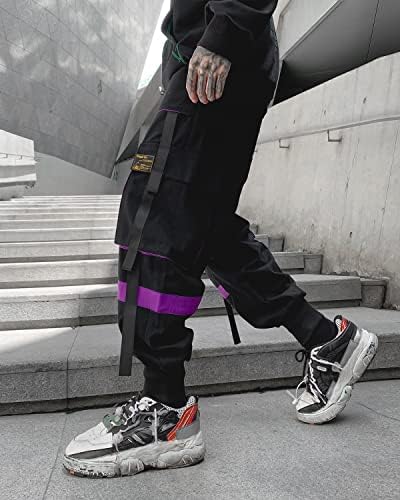 Calça masculina do Ambcol Men's Techwear Hip Hop Harem Pants Streetwear Pants Tactical Pants With Drawstring