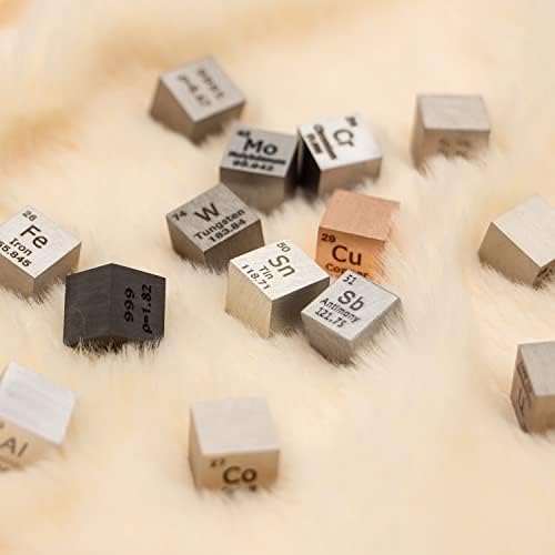 15 peças Cubos de densidade de metal cubos 99,99% de alta pureza 0,39 Cubo de elemento de alta densidade de metal puro para
