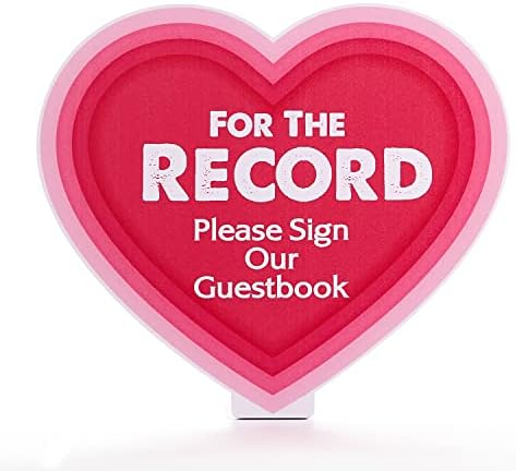 Red Heart Wedding Party Signs para mesas, assine nosso livro de visitas placas de convidado placas de placas de recepção