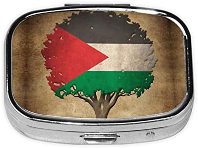 Árvore da vida Bandeira palestina Mini viagens diárias Caixa diária - Lembrete de comprimidos quadrados, caixa de vitamina