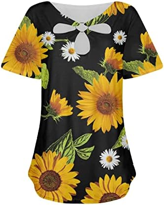 Ayaso feminino feminino blusas ocas camisetas estampas florais de manga curta túnices de verão camisetas casuais de verão com strech