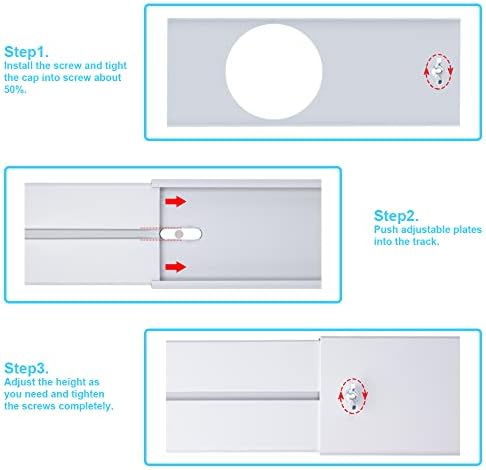 Klolkutta portátil Kit de slides de janela com mangueira de escape, vedação de janela ajustável para unidade de ar condicionado,