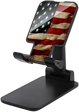 Close-up da bandeira grunge American Stand Ajustável do telefone celular Tondador portátil de portátil para o escritório de viagens