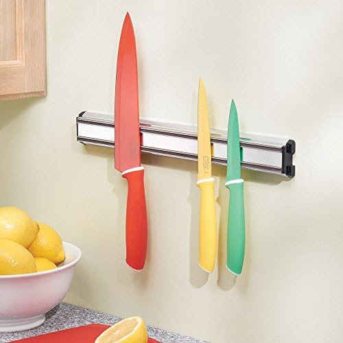 Idesign Mount Mount Magnetic Knife Striter Strip para armazenamento de utensílios de cozinha - Aço inoxidável, 14