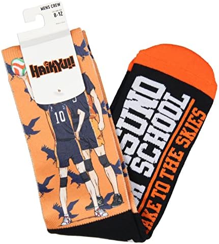 Bioworld haikyu !! Socks Anime Manga Manga Homem de Karasuno High School Vôlei Mid-Calf Cafl