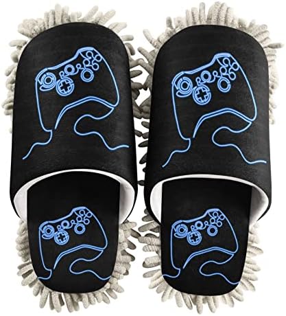 Swadaza Game Controller Flippers para homens, Flipers de limpeza laváveis ​​com conforto Chenille House Shoppers Mapping Home Shoes