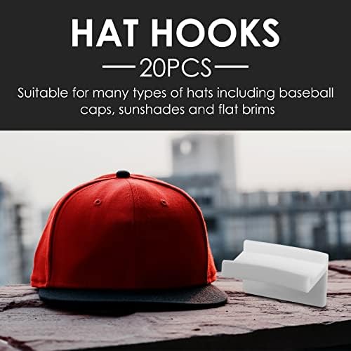 Ganchos de chapéu adesivo de 20pcs para design de chapéu minimalista de parede, sem perfuração, hold han hanger holding acessório