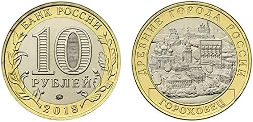 Rússia 2018 10 Ruble Series da cidade antiga Goldsitz Two Color Memorial Coincin Collection Coin Comemoration