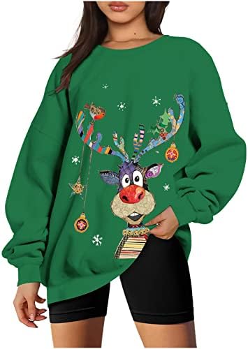 Brkewi Fall Fashion Fashion 2022 Sualters de Natal de grandes dimensões Moletas de manga longa Crewneck