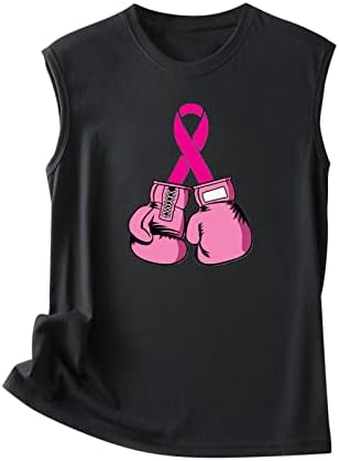 Cancer de mama preto Tampo de tanque de camisola Tops para meninas adolescentes mangas tripulantes de gola spandex blusas gráficas