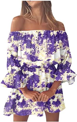 Vestidos de verão para mulheres 2023 praia sexy vestido de verão do ombro casual de manga de campainha solteira mini