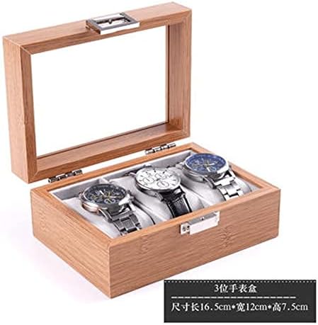 KFJBX 3 Slot Wooden Watch Display Cabinet Caixa e caixa de armazenamento de armazenamento de bloqueio para homens e mulheres