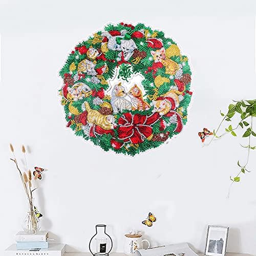 Waqia Home Christmas Wreath Wreath Kits de pintura de diamante 5D DIY, Garland de Natal Crystal Diamond Diamond Diamond Diamond Art