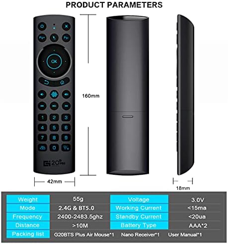 Controle remoto de voz universal, suporte de suporte Bluetooth, pesquisa de voz, mouse de ar, para Android TV Box e Media