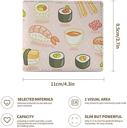 Sushi and Rolls bifold carteira impressão em carteira de moeda slim burse titular organizador de cartões para homens mulheres