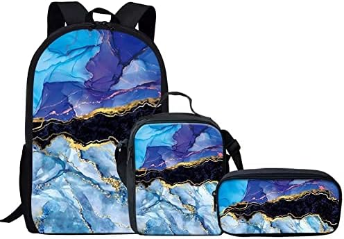 GiftPuzz 3 em 1 conjunto de mochilas, bolsa de ombro + lancheira + bolsa de capa de caneta lápis, bolsa de ombro dupla de viagem