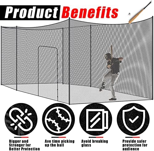 Baseball Batting gage líquido de softball de serviço pesado atingindo prática net líquido portátil rede de gaiola, barreira esportiva Nets de treinamento Equipamento de treinamento para o quintal em casa ao ar livre