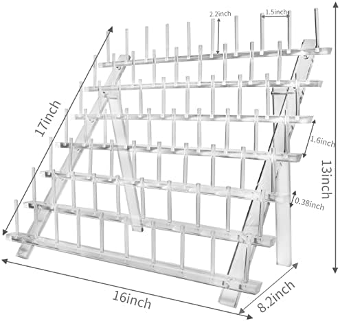 Aofllu Thread Solder - Organizador de rack de rosca de acrílico 70 Armazenamento de costura com ganchos, rack grande