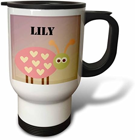 3drose Lily Girl Ladybug Caneca de viagem, 14 onças, multicolor