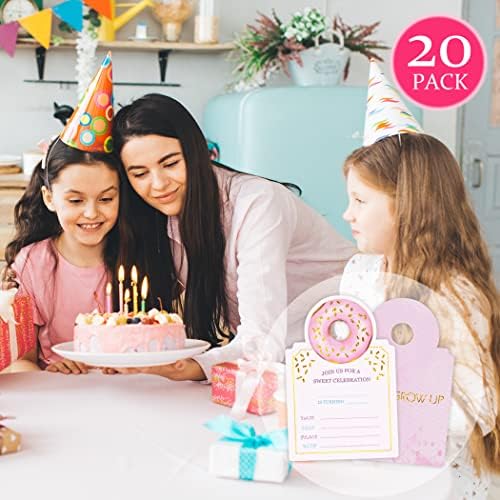 Convites de aniversário de Jjoinus para meninas, festa de aniversário de rosca, suprimentos de chá de bebê com adolescentes, garoto, adulto 20, brilho