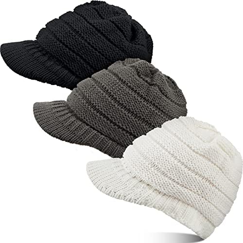 Captrinho de inverno Captrine de inverno chapéu de gorro de inverno para mulheres boné de gorro desleixado com viseira