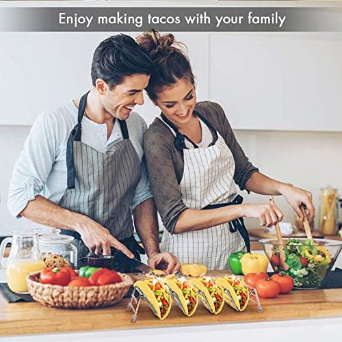 Titulares de taco Conjunto de 2, suporte para taco de taco de aço inoxidável, placas de bandeja de taco para acessórios para