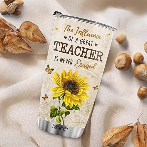 Bechusky Professor Presentes, Presentes de Professores Para Mulheres, Professor Tumbler, Professor Professor de Tumbler de Girassol Influência do Tumbler O grande professor nunca é apagado, apreciação de professores, mulheres de Natal 20oz 20oz