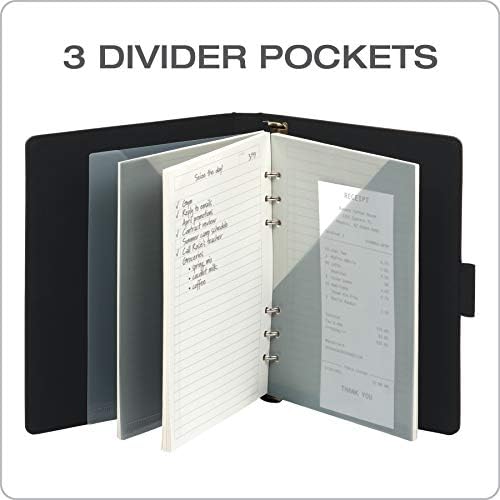 Notebook profissional de 6 anel de Oxford, 7 x 9 polegadas, caderno recarregável, papel de marfim, 100 folhas, capa de couro