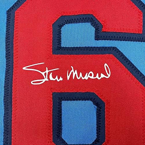 Fac -símile emoldurado autografado Stan Musial 33x42 St. Louis Blue Reimpressão Laser Auto Baseball Jersey