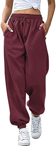 Calça de moletom para mulheres 2022 Winter Liew Fit Linend com bolsos Solid Sports Sports Trendy Casual Pants