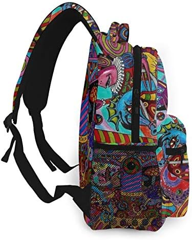 Mochila de grande capacidade de tang sweet, colorido de bookbag de arte multiuso da arte psicodélica com tiras acolchoadas,