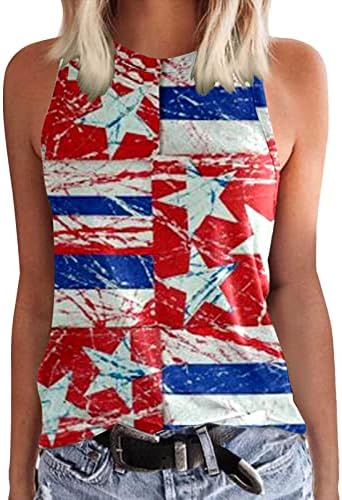 PEQAQ WOMENS American Flag Tank Tops 2023 Sem mangas de verão 4 de julho Camisoles de camisetas soltas listras patrióticas