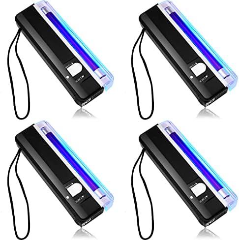 4 PCs Handheld UV Black Light Tocha portátil Blacklight LED Bateria UV Bateria operada por Black Lights Falsor Bill Detector Light, Black