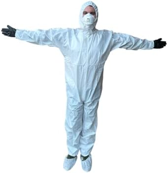 Terno Hazmat Keebomed, Coverall de Proteção Química, Categoria III, Tipo A, Microporoso, Capuz, pulsos e tornozelos elásticos, zíper