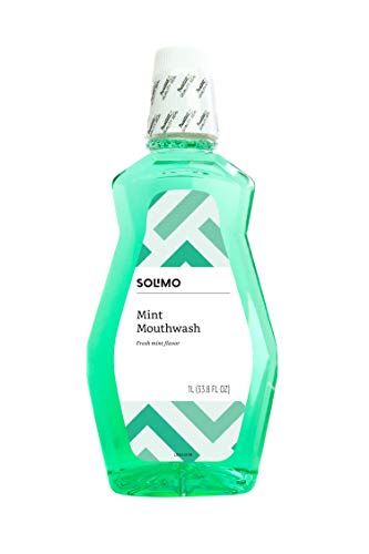 Brand - Enxaqueca bucal Solimo Mint, hortelã fresca, 1 litro, 33,8 onças fluidas, pacote de 1