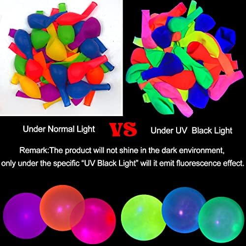 310 peças Balões grandes de neon UV de 14 polegadas Blacklight brilho nos balões escuros 7 cores neon balões de brilho fluoresce