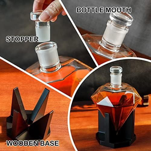 Diamante de vidro Diamante Decanter com Stand - Presentes para homens Papai vovô de aniversário personalizado House House