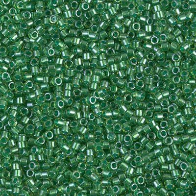 Miyuki Delica Cilindro/Seeds de sementes DB0916/DB916 Color transparente forrada de brilho verde claro 11/0 7,2 gramas