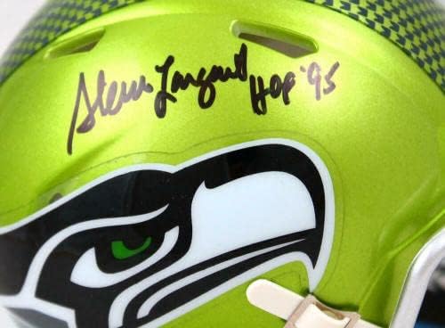 Steve Largent assinou Seattle Seahawks Flash Speed ​​Mini Capacete com Hof ​​-Beckettwholo - Mini Capacetes NFL autografados