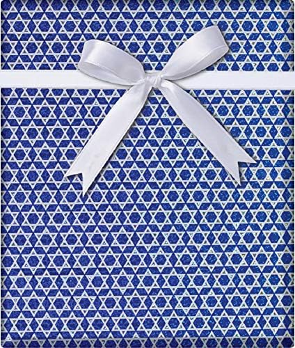 Estrela de David Holographic Hanukkah Gift Wapping Paper Roll - 24 x 15 '