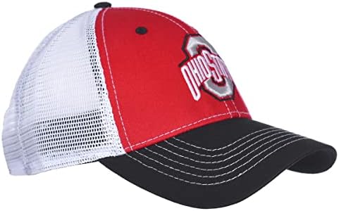 Cap National Cap Ohio State Buckeyes Cap ajustável Mesh traseiro tri-colorido, vermelho branco preto, 0-8