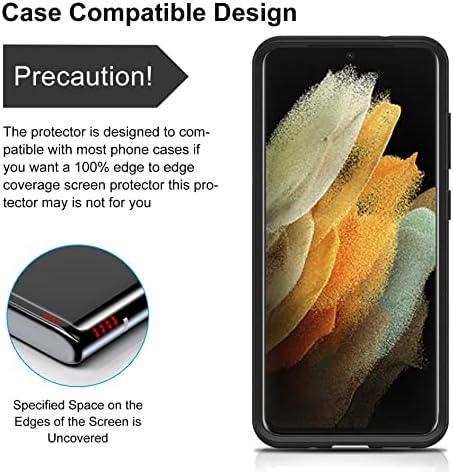 Protetor de tela Ultra Glass de 3 pacote Ni-shen para Galaxy S21 Ultra-Tempered Glass escudo de vidro 3D completo arestão curva kit de instalação de impressão digital ultrassônica Easy para Samsung S21 Ultra 6,8 polegadas