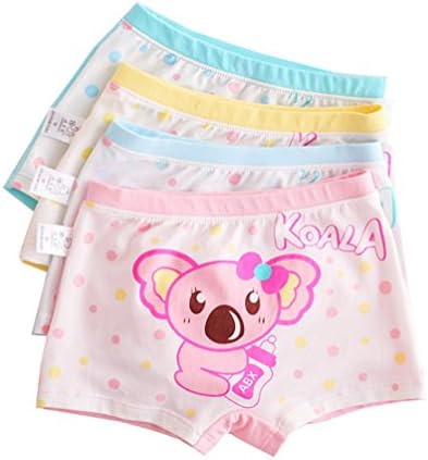 Yumily 2-8 anos Girls Cotton Organic Cotton Koala Boyshort Caractere de roupas íntimas 4